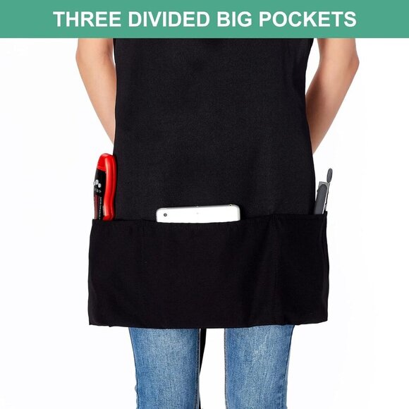 2 Pack 3 Pockets Adjustable Bib Apron Chef Kitchen Cooking Aprons for Wo… - Picture 2 of 7